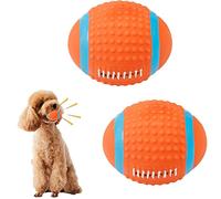 2 Pcs Squeaky Dog Ball Latex Rubber Dog Toy Rugby Ball Chew Fetch Throw Ball Dog Ball for Throwing Fetch Toys for Puppy Dogs Cats Interactive Dog Toys Teeth Cleaning Chew Toy for Hunting Exercise