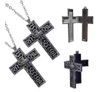 2 Pcs Squids Necklace Game, 3D Printed Cross Necklace with Dark Box, Cross-Shaped Necklace with Secret Compartment, Fashion Metal Design, for Fans Casual to Edgy