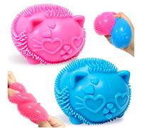 2 Pcs Squishy Cats Squeeze Toys, Cool Cats Fuzz Ball Fidget Stress Toy, Squishy Slow Rising Fidget Stress Ball,Sensory Toys for Relaxation, Hand Exercise, Anxiety Relief, Birthday Party Favors