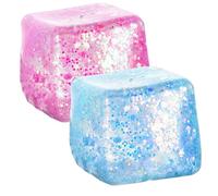 2 PCS Squishy Cube, Ice Cube Squishy Fidget Cube, Stress Cube for Anxiety Relief, Nice Cube for Adults Kids Teens, Classroom Office School Use, 6x6x6 cm, Pink and Blue, TPR Material