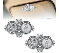 2 PCS St Christopher Medal Visor Clip, Our Lady of The Highway Visor Clip, Silver Car Driver Visor Clips, St Christopher Medal Saint Christoper Clips for Cars Driving Decorations