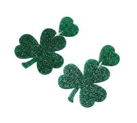 2 Pcs St Patrick's Day Accessories,Green Clover Earrings,Glitter Shamrock Dangling Earring,St Paddy's Day Accessories,Irish Fancy Dress,Lucky Gifts,for Women/Girls/Kids Festival,Party Decoration (C)