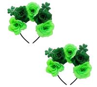 2 Pcs St Patricks Day Accessories Headband Saint Patrick'S Day Green Flower Shamrock Headband For Parade Music Dance Party Costume Headwear Accessories Gifts For Female, Friend, Male Celebrate