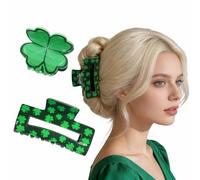 2 Pcs St. Patrick's Day Hair Clips for Women Girls, Green Lucky Clover Hair Claw Clips, St. Patrick's Day Claw Clips for Thick Hair and Thin Hair, Spring Hair Accessories, Irish Shamrock Clip Claw