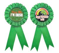 2 Pcs St Patrick's Day Rosette Badge Ribbons, St Patrick's Day Green Shamrock Badge Pins, Irish Festive Brooch, Accessories Fancy Dress Accessories for Patty’s Party, Celebration, Parades