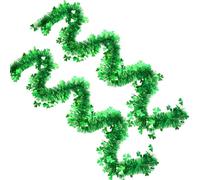2 Pcs St Patrick's Day Tinsel Garlands, St Patricks Day Decorations, 13ft Green Shamrock Sparkly Metallic Twist Garland for Indoor Outdoor Window Wall Door Irish Party Supplies Festive Decor