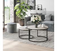 HOMCOM Set Of 2 Nesting Tables Steel Frame Grey Marble Effect Top, Grey