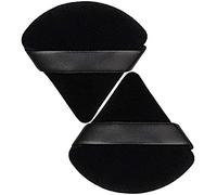 2 Pcs Stadux Triangle Powder Puff, Reuseable Powder Puff With Strap For Easy Use, Makeup Sponge Perfect For Pressed Powder, Velvet powder puff for Dry & Wet makeup (Black/Black)