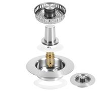 2 Pcs Stainless Steel 3 in 1 Pop Up Sink Drain Strainer Efficient Draining Sink Stopper Hair Catcher Square Hole for Bathroom