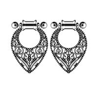 2 PCS Stainless Steel 316L Ear Tunnel Plugs - 4 Exquisite Retro Bohemian Patterns and 3 Vivid Colors, Fits 4mm - 30mm, Ideal for Stretched Earlobes(C -Black,6mm)