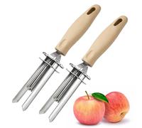 2-Pcs Stainless Steel Apple Corer - 6 Adjustable Sizes Fruit Corer Design, Rust-Proof Apple Core Remover for Apples, Pears, Tomatoes, Cucumbers