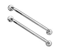 2 Pcs Stainless Steel Bathroom Grab Bar Support and Balance | Silver Finish, Raised Surface Lines, Mountable Vertically Horizontally or Diagonally, for Wet Areas