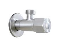 2 PCS Stainless Steel Bathroom Triangle Valve Faucet Accessories Two Way Angle G1/2 Thread for Bathroom Toilet(Silver one)
