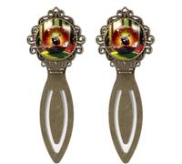 2 Pcs Stainless Steel Bookmark with Gift Box, Ladybug Crystal Ball Print Vintage Style Bookmark for Study and Reading