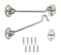 2 Pcs Stainless Steel Cabin Gate Lock, Barn Door Swivel Window Hook Lock with Mounting Screws for Shed or Garage Door (6 Inch)