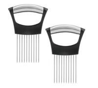 2 PCS Stainless Steel Cutting Kitchen Gadgets,Onion Slicer, Onion Holder for Slicing, Vegetable Cutter for Potato and Tomato, Lemon Avocados, Eggs, Food Slicer Assistant Tool