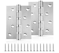 2 Pcs Stainless Steel Door Hinges, 100mm x 75mm x 2.3mm Heavy Duty Bearing Butt Hinges, Silent Internal External Door Hinge with 16 Screws for Wooden Doors, Cabinets & Gates