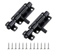 2 Pcs Stainless Steel Door Lock with Screws for Gates, Windows, and Bedrooms (L)