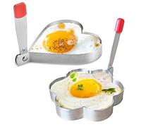 2 Pcs Stainless Steel Egg Rings with Anti Heat Handle Stainless Steel Pancake Mold Non Stick Fried Egg Moulds Fried Egg Cooking Rings for Frying Pancakes Mcmuffin