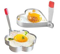 2 Pcs Stainless Steel Egg Rings with Anti Heat Handle Stainless Steel Pancake Mold Non Stick Fried Egg Moulds Fried Egg Cooking Rings Kitchen Gadget Tool