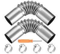 2 Pcs Stainless Steel Exhaust Pipes, Diesel Heater Exhaust Pipes, 25mm Exhaust Pipe Elbow Connectors, Gas Vent Exhaust Hose Exhaust Pipe with 4 Hose Clamps for Car Parking Diesel Heater Pipes