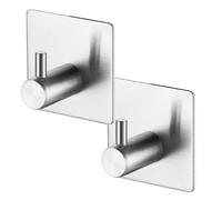 2 Pcs Stainless Steel Hand Towel Holder, self-Adhesive Wall-Mounted Design, Strong Sticky Hooks for Hanging Robes Coats Tea Towels and Kitchen Items, Ideal for bathrooms or Back of Door use（Silver）