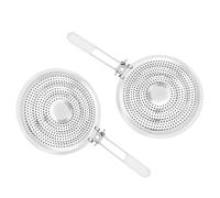 2 Pcs Stainless Steel Heat Diffuser with White Handle, 15.2 x 8.1 in, Perforated Simmer Plate for Gas Stoves, Electric Ranges, Coffee Makers, Pot Holders