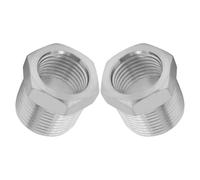 2 Pcs Stainless Steel Hex NPT Reducing Bushing 3/4 Inch Male to 1/2 Inch | Silver threaded pipe adapter for compressed air and inert gas lines, precision thread match, fast easy fitting