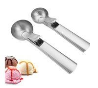 2 PCS Stainless Steel Ice Cream Scoop Set, Easy Trigger Release Scooper, Multi-Purpose Food Spoon for Meatball Mashed Potatoes Serving