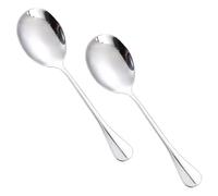 2 Pcs Stainless Steel Large Buffet Serving Spoons Stainless Steel Serving Spoon Silver Serving Spoons with Long Handle for Kitchen Restaurant Banquet （Round Head