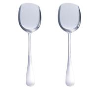2 Pcs Stainless Steel Large Buffet Serving Spoons Stainless Steel Serving Spoon Silver Serving Spoons with Long Handle for Kitchen Restaurant Banquet （Square Shovel