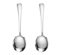 2 Pcs Stainless Steel Large Buffet Serving Spoons Stainless Steel Serving Spoon Silver Serving Spoons with Long Handle for Kitchen Restaurant Banquet (Round Head Shovel)