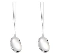 2 Pcs Stainless Steel Large Buffet Serving Spoons Stainless Steel Serving Spoon Silver Serving Spoons with Long Handle for Kitchen Restaurant Banquet （Thickened Square Head)