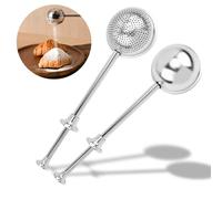 2 Pcs Stainless Steel Loose Leaf Tea Infuser with Retractable Long Handle, Sugar Flour Sifters Powdered Shaker, Dual Leak for Tea Leaf, Baking, and Cooking