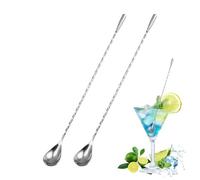 2 PCS Stainless Steel Mixing Spoons, 12 Inch Durable Long Twisted Stirrers for Bartending, Cocktails, Coffee and Ice Cream