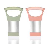 2 Pcs Stainless Steel Onion Holder for Slicing with Soft TPR Grip, Small Kitchen Hand Onion Slicer for Potato Tomato Meat, Food Slicer Assistant Tool