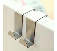 2 Pcs Stainless Steel Over Door Hooks - Wall-Mounted Coat Rack for Standard Doors & Wardrobes Towel Hanger Easy Installation Blue & Natural Finish
