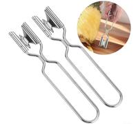 2 Pcs Stainless Steel Pineapple Peeler Remover, V-Shape Fruit Slicer & Eye Cutter for Quick Coring, Ergonomic Kitchen Gadget Tool, Silver