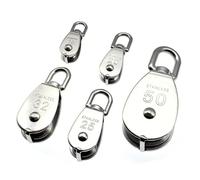 2 Pcs Stainless Steel Pulley M15/M20/M25/M32/M50 Single Wheel Rotary Lifting Rope Block Tool Marine Hauling for Garage, Garden, Boat(M15)