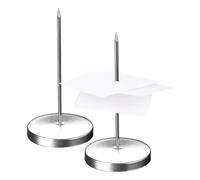2 PCS Stainless Steel Receipt Spikes - Silver Paper Memo/Receipt Holder,Ticket Holder,Straight Rod Bill Hook Spike with Round Base, Safe & Durable, Ideal for Restaurant, Kitchen, Hotel, and Office