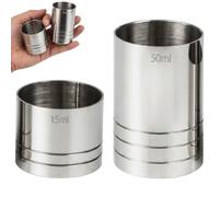 2 PCS Stainless Steel Shot Measure, Dual-Ended Jigger for 25ml and 50ml Precise Measuring, Professional Spirit Measure for Home and Cocktail Bars, Essential Bar Tool for Mixology