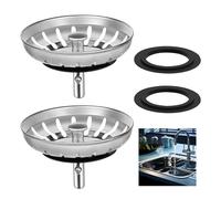 2 Pcs Stainless Steel Sink Plug Strainer - UK Universal 78mm Fit, Kitchen Sink Plug Replacement & Food Hair Catcher, Compatible with Franke/Blanco/Belfast