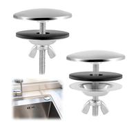 2 Pcs Stainless Steel Sink Tap Hole Covers, 5 cm Tap Hole Stoppers, Silver | Sink Blanking Caps with Washers and Wing Nuts for Unused Kitchen and Bathroom Tap Holes, Fits 10.2-45 mm