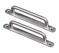 2 Pcs Stainless Steel Sliding Door Handles, Barn Door Handle Pull Push Handles with Back Plate U-Shaped Cabinet Drawer Handle Heavy Duty Pull Handles Hardware (Hole distance 165mm)