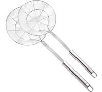 2 PCS Stainless Steel Spider Strainer Skimmer Ladle for Cooking and Frying, Kitchen Wire Net Spoons with Long Handle Utensils Ladle Wire Skimmer Spoons(Diameter: 5.5inch/14cm and 7.1inch/18cm)