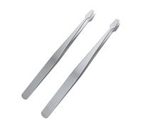 2 Pcs Stainless Steel Stamp Tweezers Tongs Flat Wide Tip Precision Philately Tweezers for Stamps, Documents, Photo Development, etc.