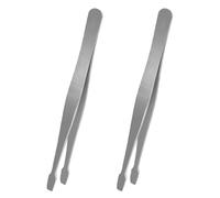 2 Pcs Stainless Steel Stamp Tweezers Tongs Flat Wide Tip Precision Philately Tweezers for Stamps, Documents, Photo Development, etc.
