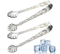 2 Pcs Stainless Steel Sugar Tongs - Heat Resistant Mini Serving Tongs for Appetizers, Ice, Tea Party, Coffee, Food, Cooking, Salad, Grilling - U-Shaped Kitchen Tongs - Silver