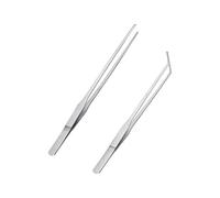 2 Pcs Stainless Steel Tweezers/Tong 27cm / 10.6 inch Extra Long Straight/Curved with Precision Serrated Tip for Aqua scaping, Garden Work, Cooking, Industrial Work, Laboratory Use.