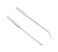 2 Pcs Stainless Steel Tweezers/Tong 27cm / 10.6 inch Extra Long Straight/Curved with Precision Serrated Tip for Aqua scaping, Garden Work, Cooking, Industrial Work, Laboratory Use.